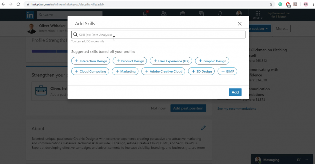 Add your skills on Linkedin